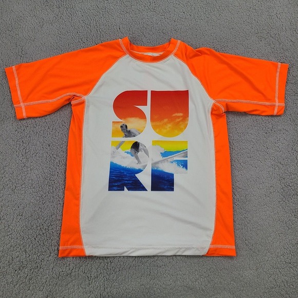 Ocean Pacific OP T-Shirt Boys XL (14-16) White Orange Surf Surfing Short Sleeve - Picture 1 of 11